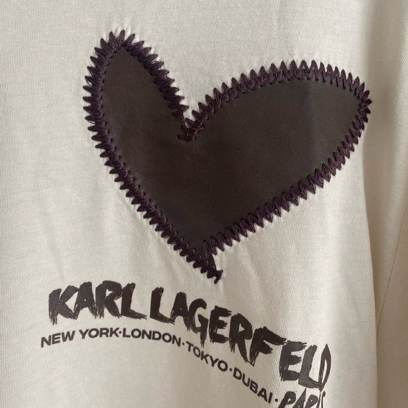 Karl Lagerfeld Cream Shirt with Black Heart Stitching - Picture 2 of 5